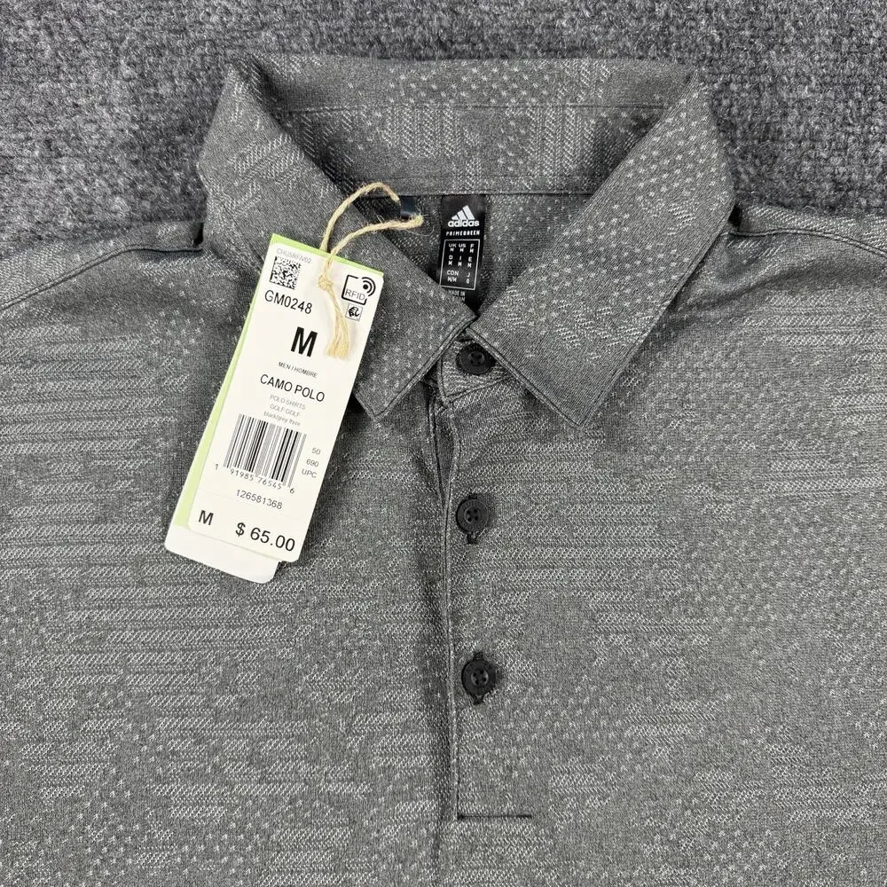 Adidas Primegreen Camo Polo Shirt Men’s Medium Gray Golf Performance NWT